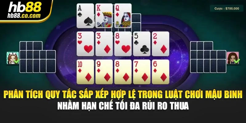 Phân tích quy tắc sắp xếp hợp lệ trong luật chơi mậu binh nhằm hạn chế tối đa rủi ro thua